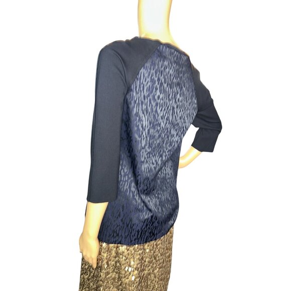 Elie Tahari Leopard Jacquard Seamed Top Small Money Goth Sophisticated - Picture 4 of 11